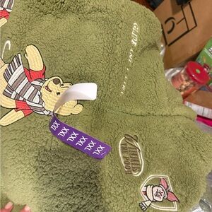 Winnie the Pooh Olive Green Sherpa Crewneck Sweater